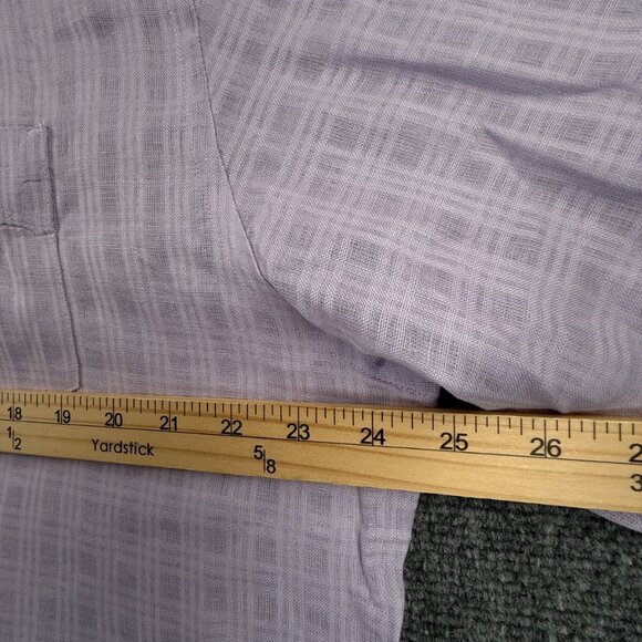 Tommy Bahama Linen Blend Purple Button Up Shirt Men Long Sleeve Large Woven - Picture 6 of 13